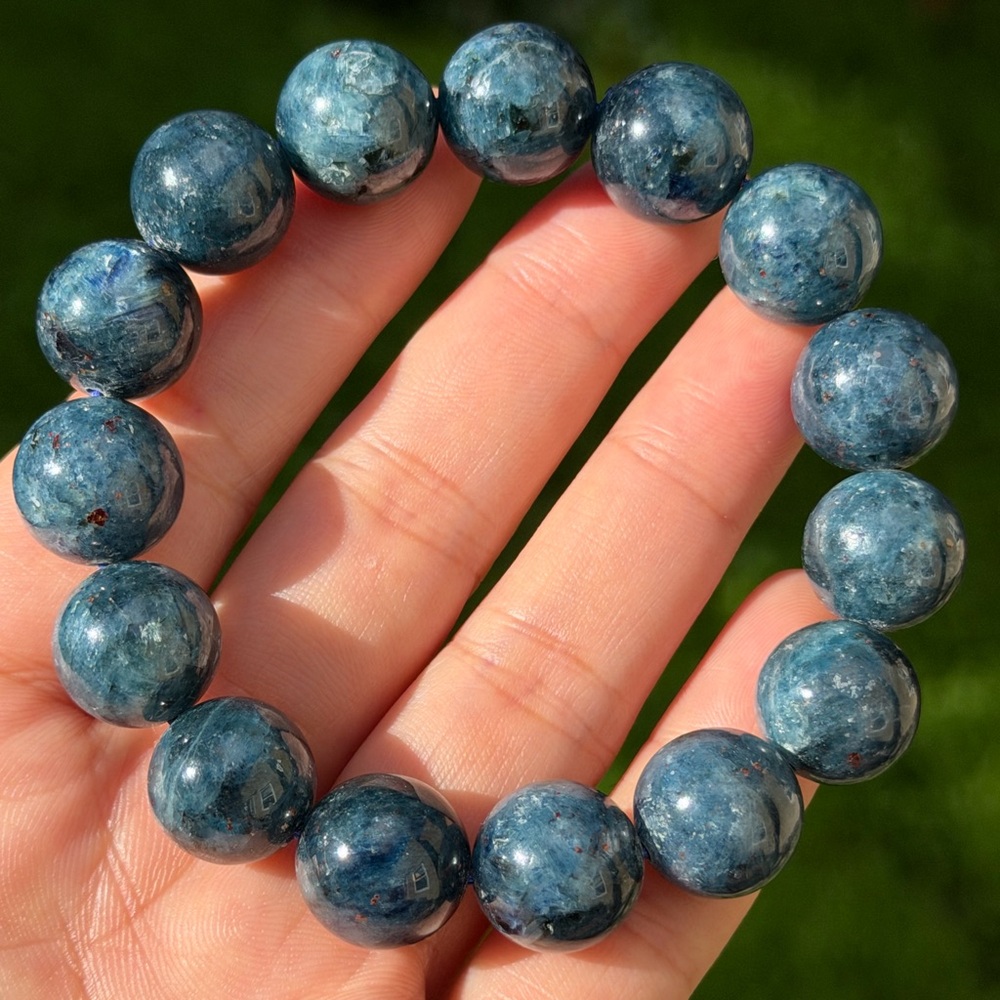 14mm stretchable blue apatite bracelet 0953 - Picture 9 of 9